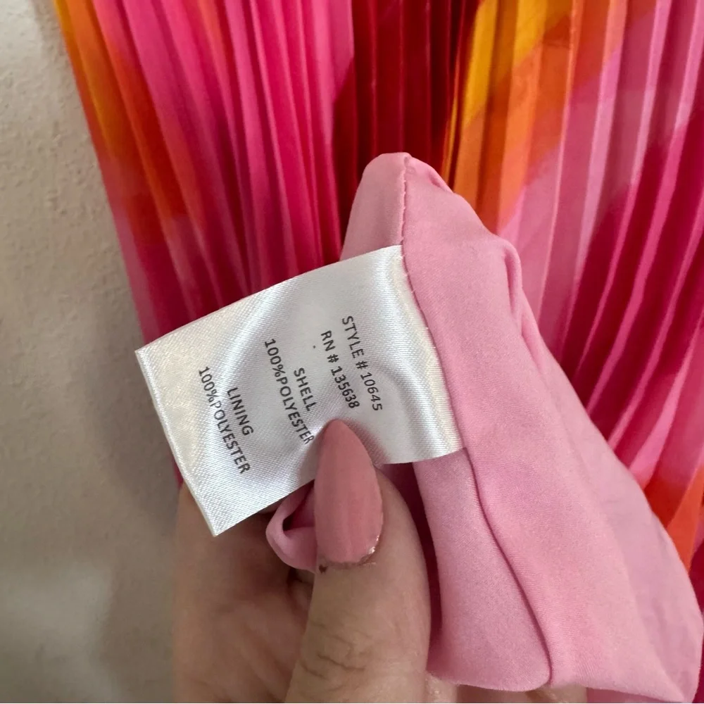 Hutch mali bustier Pink and Orange watercolor pleated Satin Gown - Picture 11 of 12